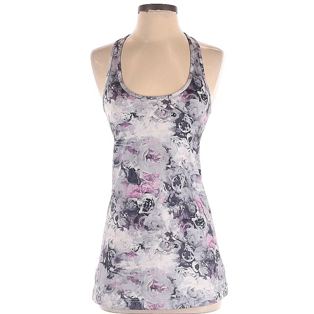 Lululemon Moody Mirage White Deep Navy Floral CRB Cool Racerback Tank Top 6